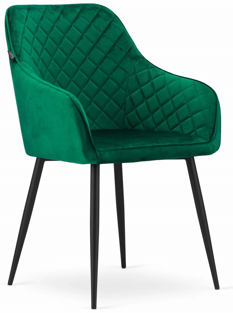 Stolička NUGAT - zelený zamat / čierne nohy