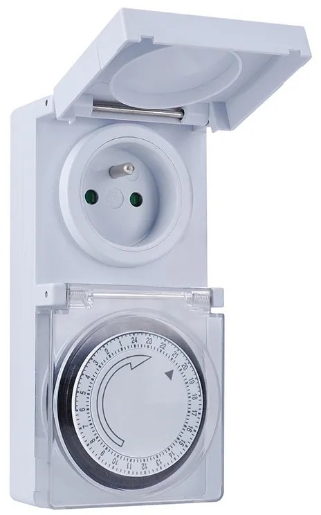 SOLIGHT vonkajšie denný časový spínač 230V/16A/IP44/3500W, biely