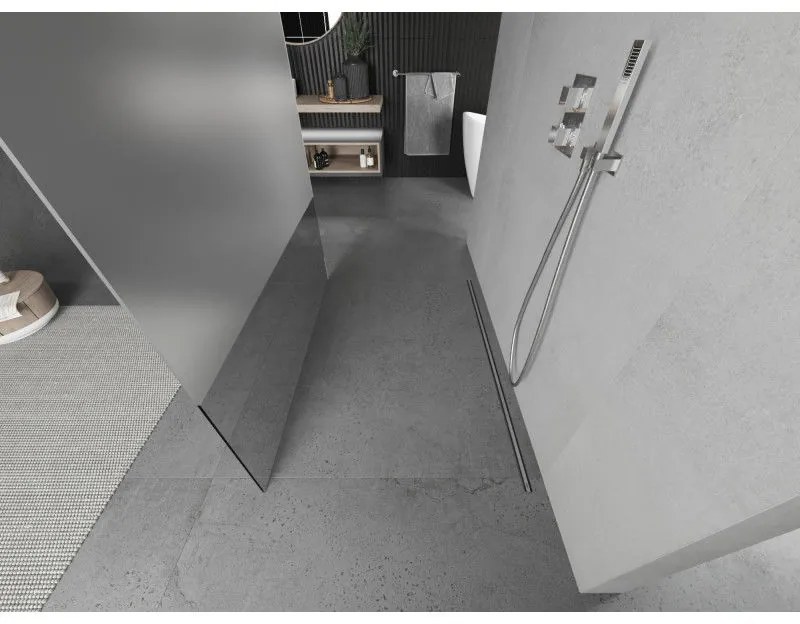 Mexen Kioto, priechodná sprchová zástena 110 x 200 cm, 8mm sklo číre/námraza, 2x chrómová stabilizačná rozpera, 800-110-002-01-35