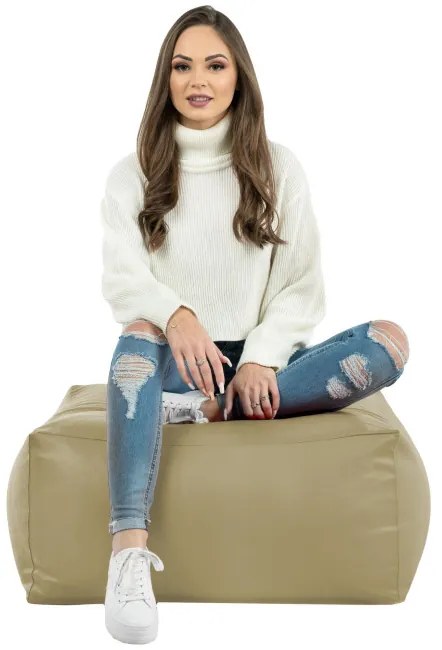 Taburetka béžová kocka ekokoža