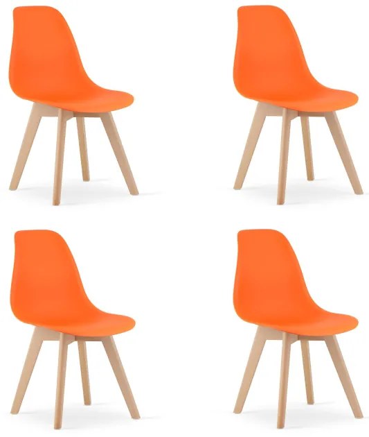 Set styroch jedálenských stoličiek KITO oranžové / naturálne nohy (4 ks)