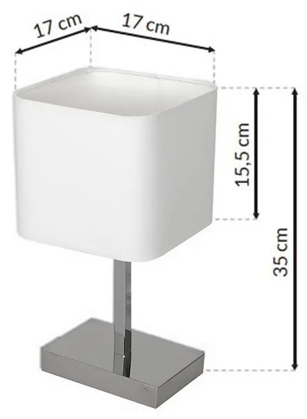 Stolná lampa Napoli, 1x biele textilné tienidlo, ch