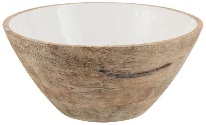 Drevená misa s bielym smaltovaným vnútrom Enamell large - ∅ 30,5 * 13 cm