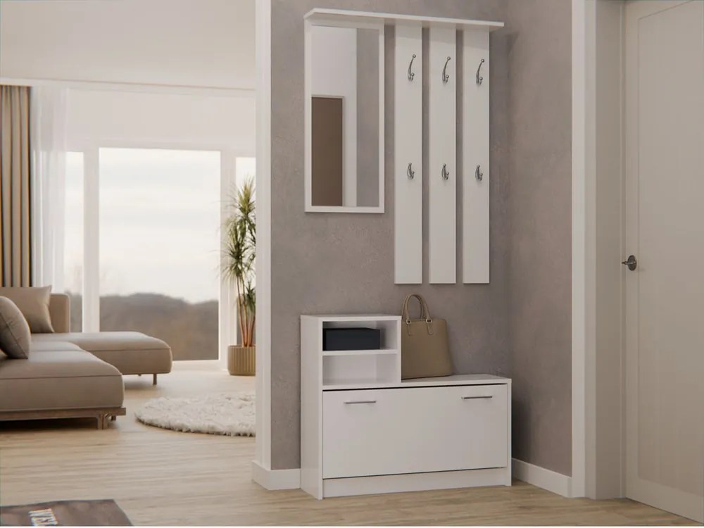 Predsieňová zostava Vayan 1 (biela) (so zrkadlom). Akcia -20%. Vlastná spoľahlivá doprava až k Vám domov. 1132525