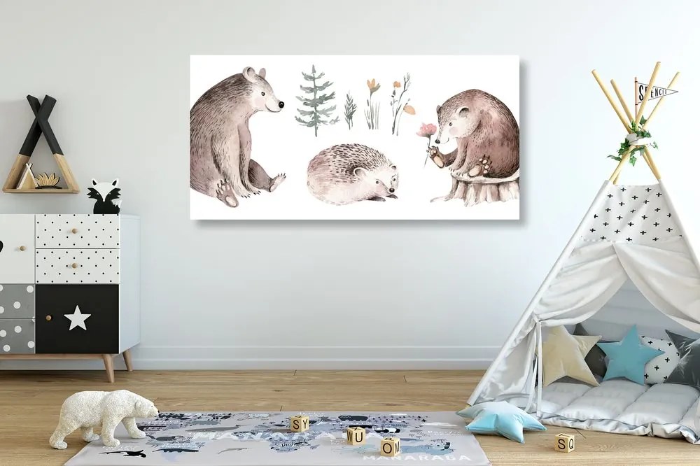 Obraz posedenie zvieratiek v lese Varianta: 100x50