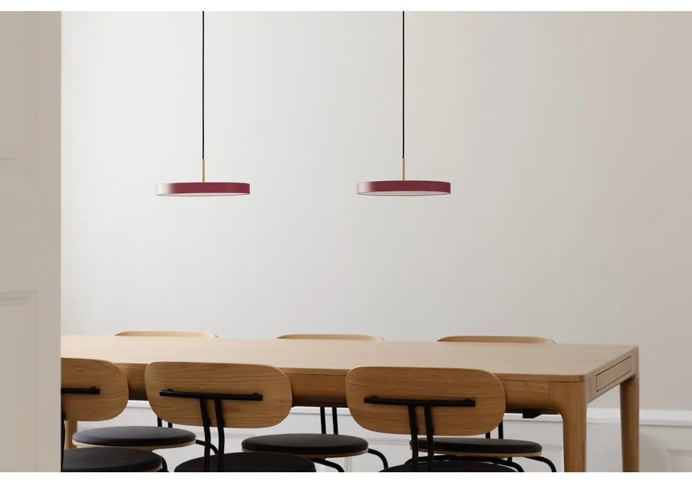 Červené kovové LED stmievateľné závesné svietidlo s kovovým tienidlom ø 31 cm Asteria Plus – UMAGE