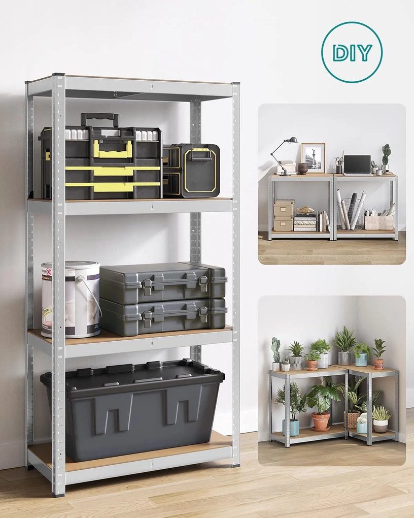 Dílenský regál Busta 80 cm stříbrný/hnědý