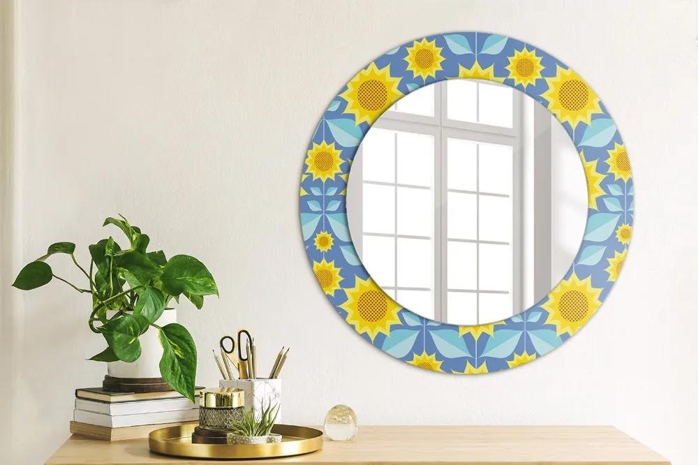 Geometrické slnečnice Okrúhle dekoračné zrkadlo