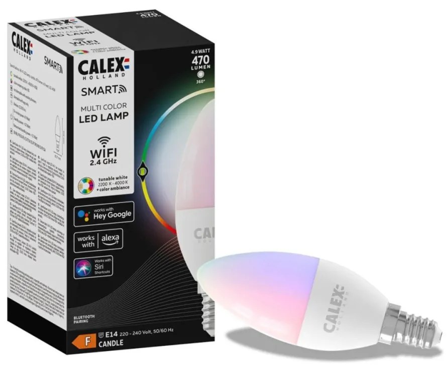 LED žiarovka E14 SMART WiFi 4,9W 470lm RGB + CCT TUYA CALEX