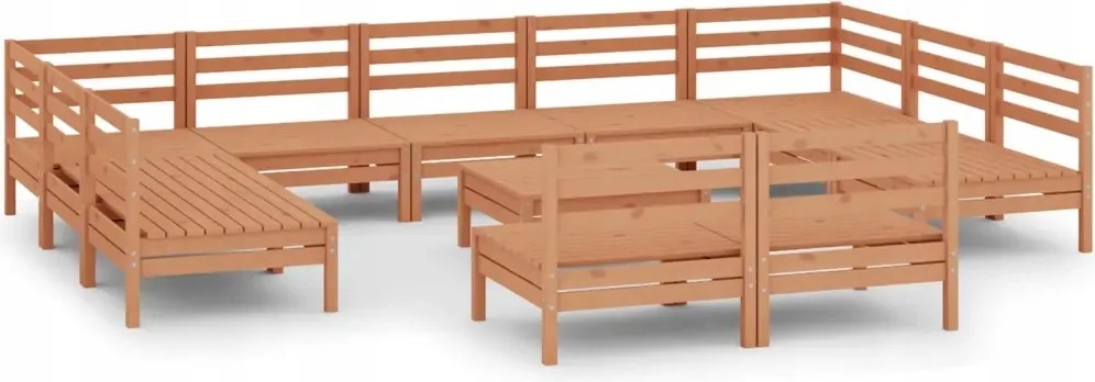 vidaXL 12-dielna sedacia súprava do záhrady, medovo hnedá, borovica