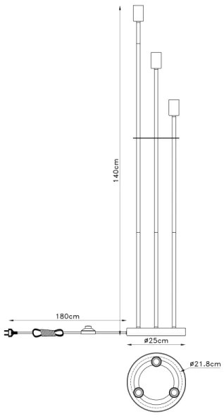 Globo 54008-3S - Stojacia lampa MARTHA 3xE27/60W/230V