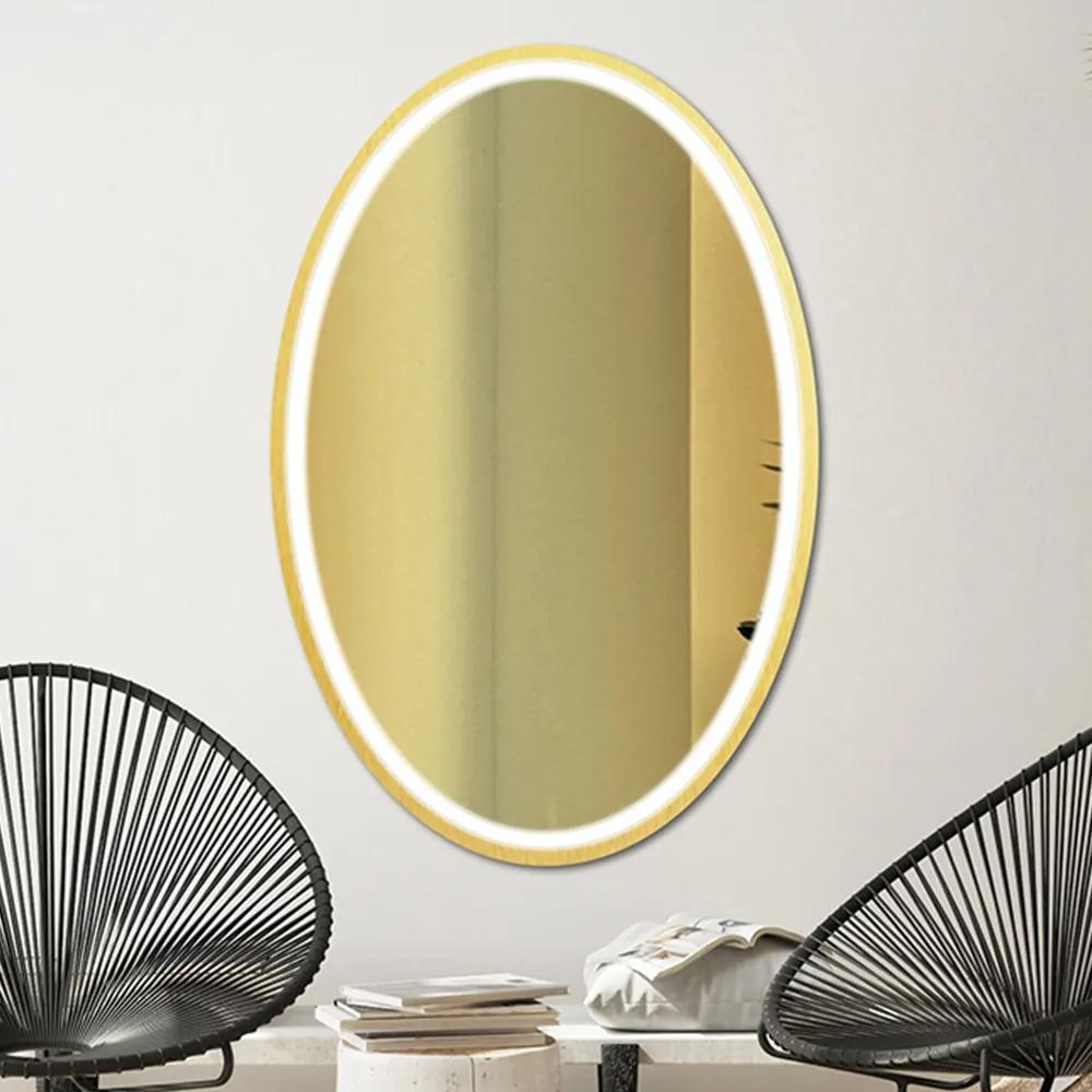 Zrkadlo Nordic Oval Gold LED - gold glass Rozmer zrkadla: 60 x 90 cm