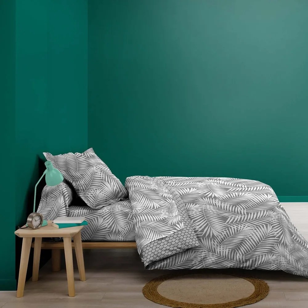 Sivá bavlnená obliečka na perinu na jednolôžko 140x200 cm Botania – douceur d'intérieur