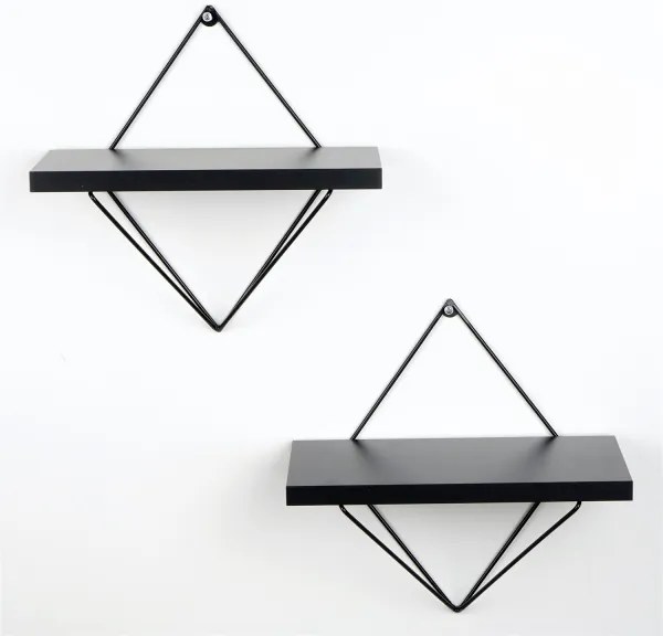 SADA 2x Nástenná polica čierna