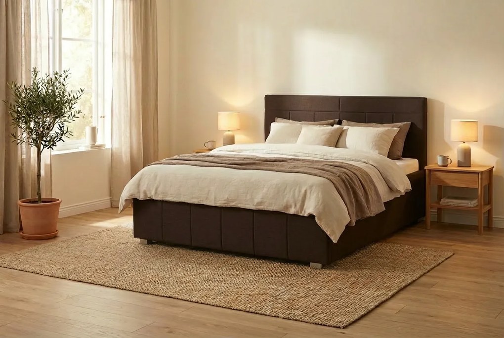 Postel RAM 160x200 cm Tmavohnedá S matracom