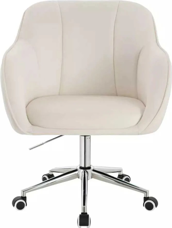 LuxuryForm DESIGN Stolička AVOLA VELUR na striebornej podstave s kolieskami - biela