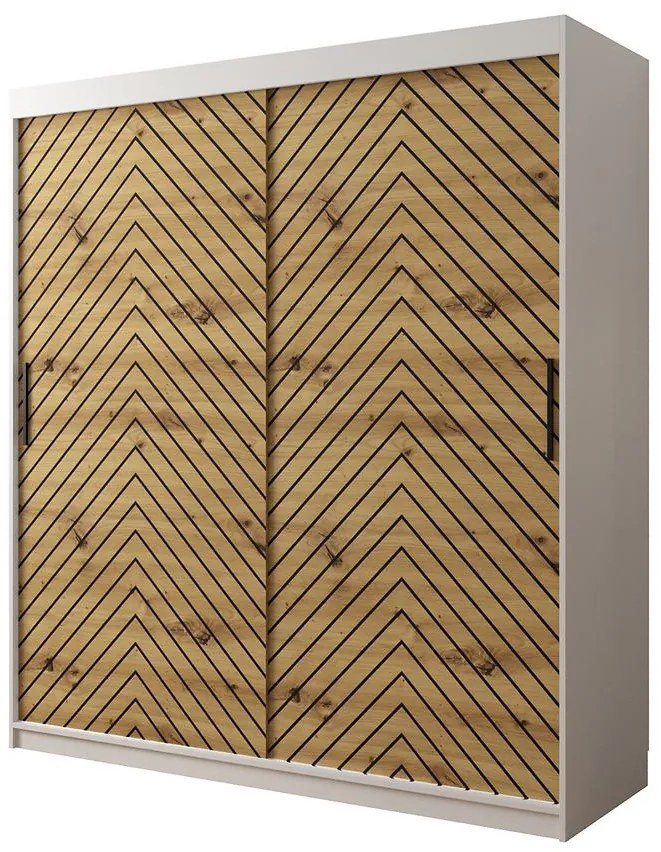 Skriňa Jodełka 1 180 biely/dub Artisan/čierna