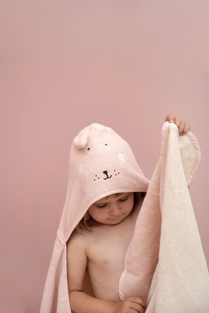 Detská osuška s kapucňou Mrs. Rabbit - 70 x 130 cm