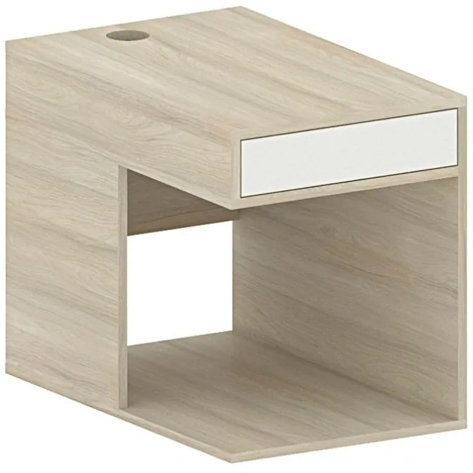 Kancelársky kontajner na PC pre stoly FUTURE s paravánom, 1 zásuvka, biela/dub