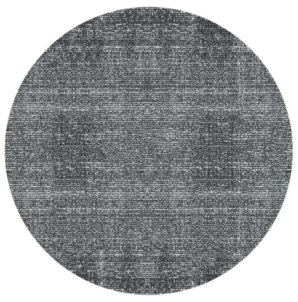 PRESENT TIME Bavlnený čierny okrúhly koberec Washed