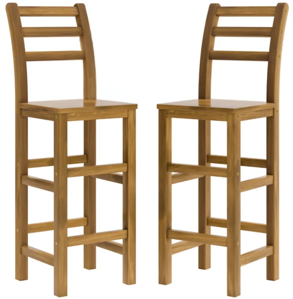 Barové stoličky OSLO s operadlami, 2ks, 40x36x110cm, prírodná hnedá Casaria