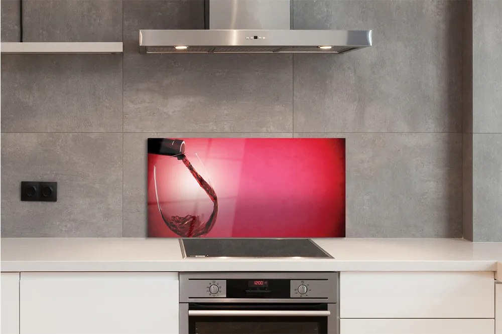 Sklenený obklad do kuchyne Červené pozadie sklo na ľavej strane 140x70 cm