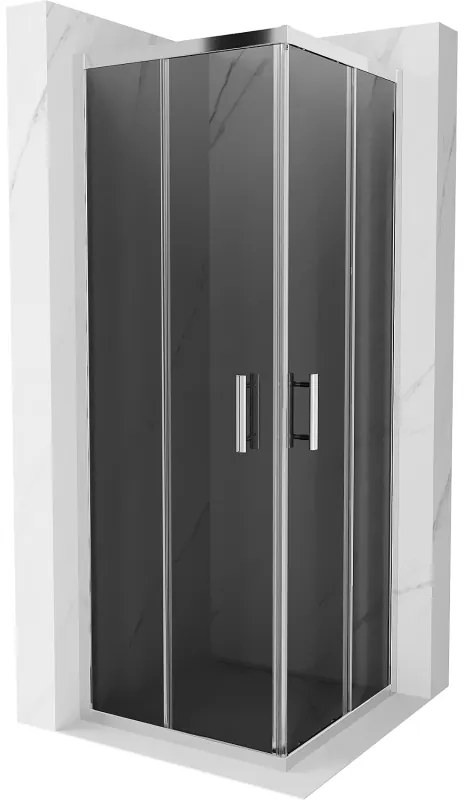 Mexen Rio, štvorcový sprchovací kút s posuvnými dverami 70(dvere) x 70(dvere) x 190 cm, 6mm šedé sklo, chrómový profil, 860-070-070-01-40