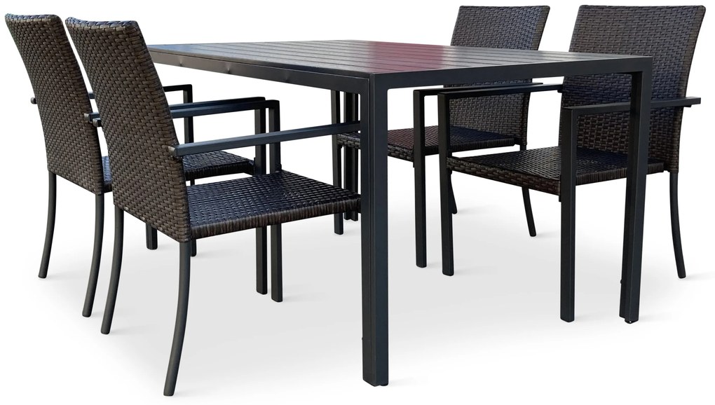 Záhradný jedálenský set Viking L + 4x ratanová stolička Wicker Pat