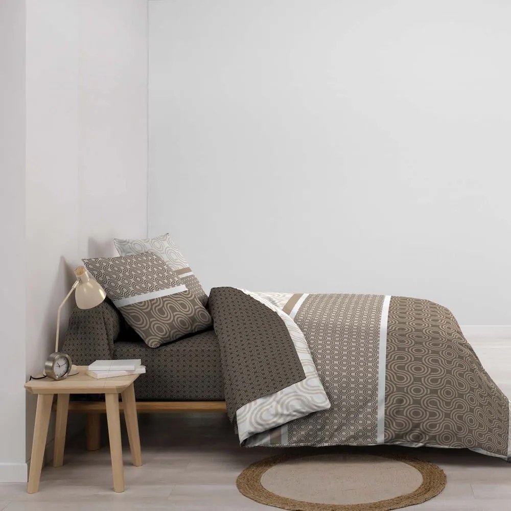 Hnedé bavlnené obliečky na dvojlôžko/predĺžené s plachtou/6-dielne 240x220 cm Pacha – douceur d'intérieur