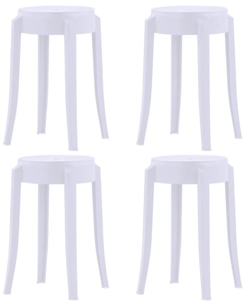 vidaXL Stohovateľné stoličky 4 ks biele plastové