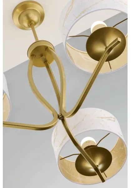Jupiter 2109 - Luster na tyči KASZMIR 3xE27/15W/230V biela/zlatá/mramorový dekor