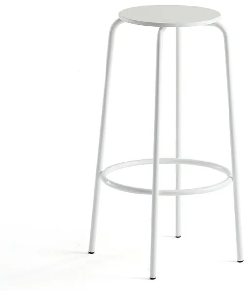 Barová stolička TIMMY, biely rám, biely sedák, V 730 mm