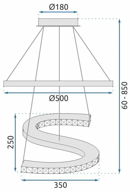 Toolight Toolight, LED závesné krištáľové svietidlo s diaľkovým ovládaním APP773-2CP, chrómová, OSW-05024