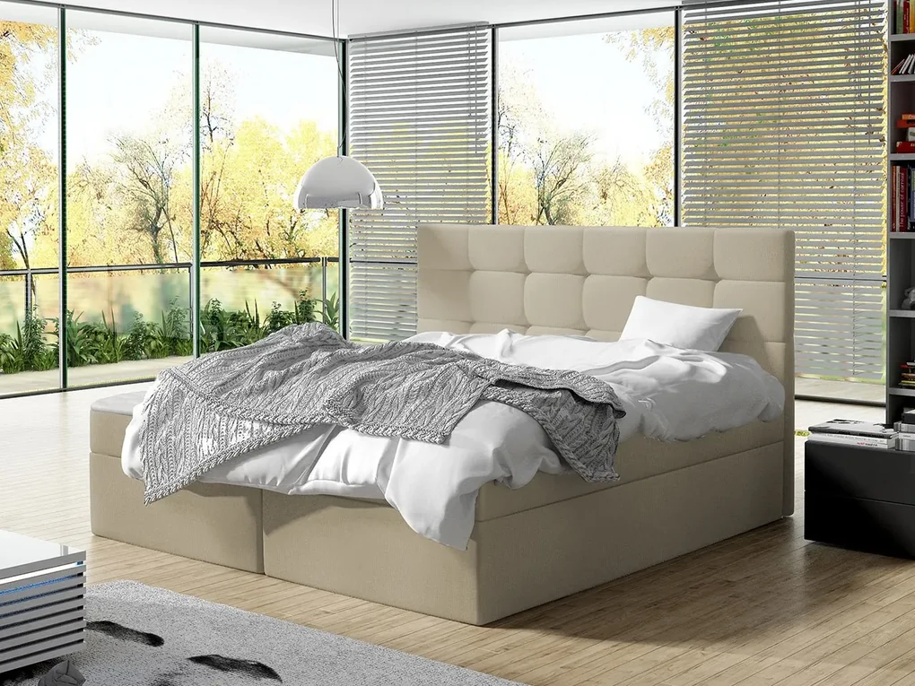 Kontinentálna posteľ Cinema, Dostupné poťahy: ekokoža Soft 017 (biela), Rozmer postele: 160x200