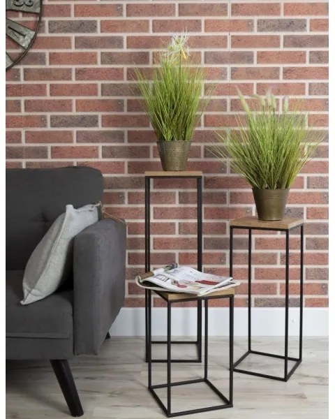 Stojan na kvety BASICLOFT 80x24 čierna/hnedá