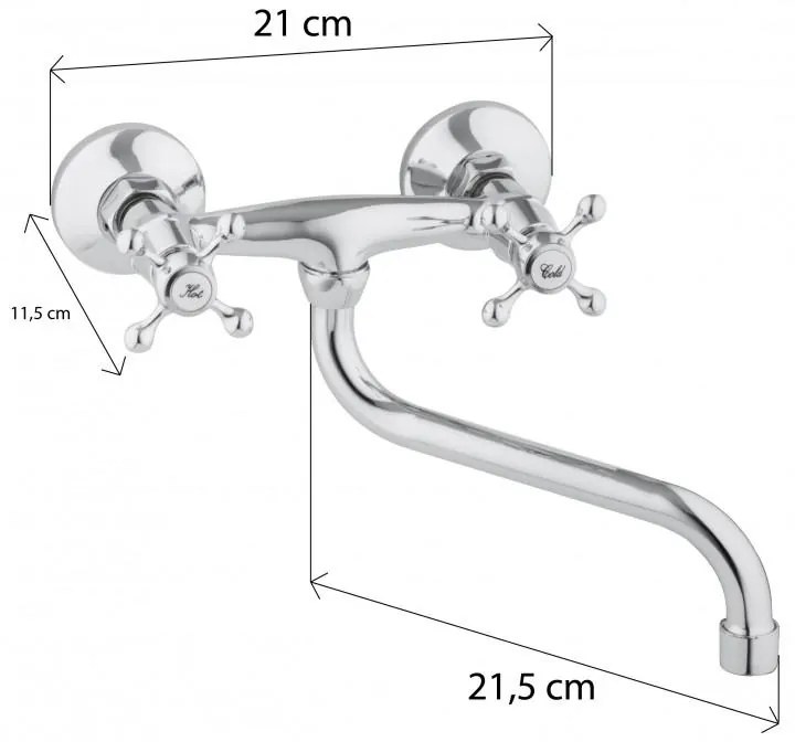 Erga Rapa, nástenná drezová batéria 150mm, chrómová, ERG-YKA-BZ.RAPA-CHR