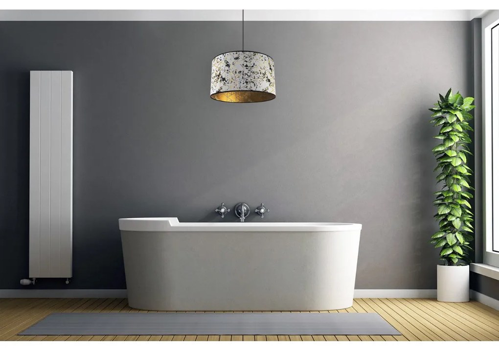 Závesné svietidlo Werona 5, 1x sivé textilné tienidlo so vzorom, (fi 40cm), g