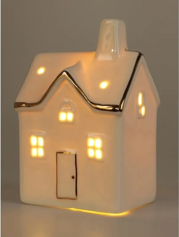 Dekoračný biely dom s LED 12 cm