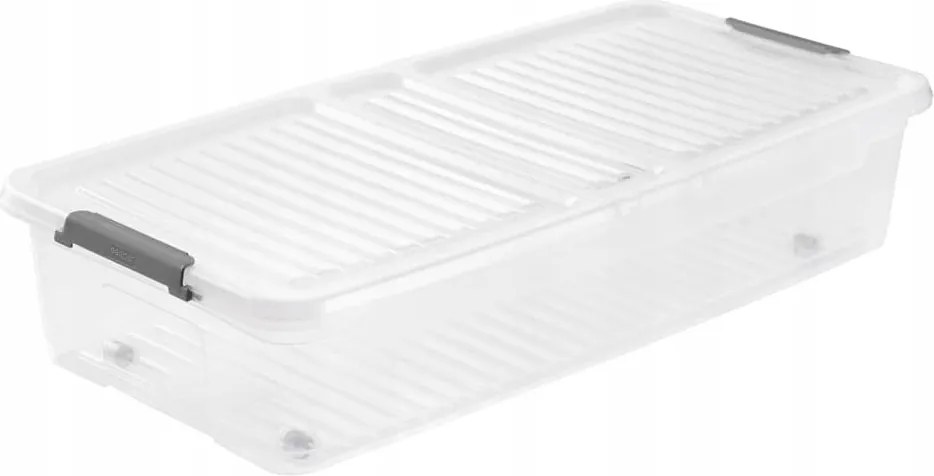 Úložný box s vekom a kolieskami pod posteľ, KEEEPER CLIPBOX LEO 33L, 77 x 38 x 16 cm