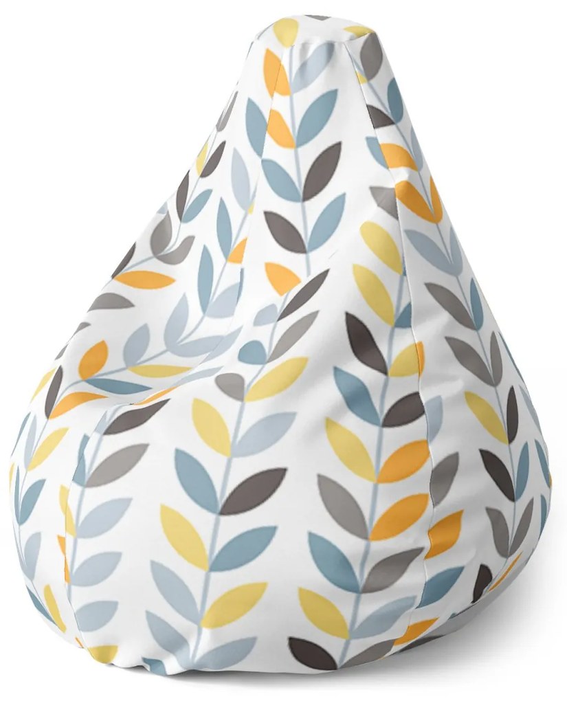 Sablio Sedací vak Pear Farebné lístky - 140 x 100 x 25 cm