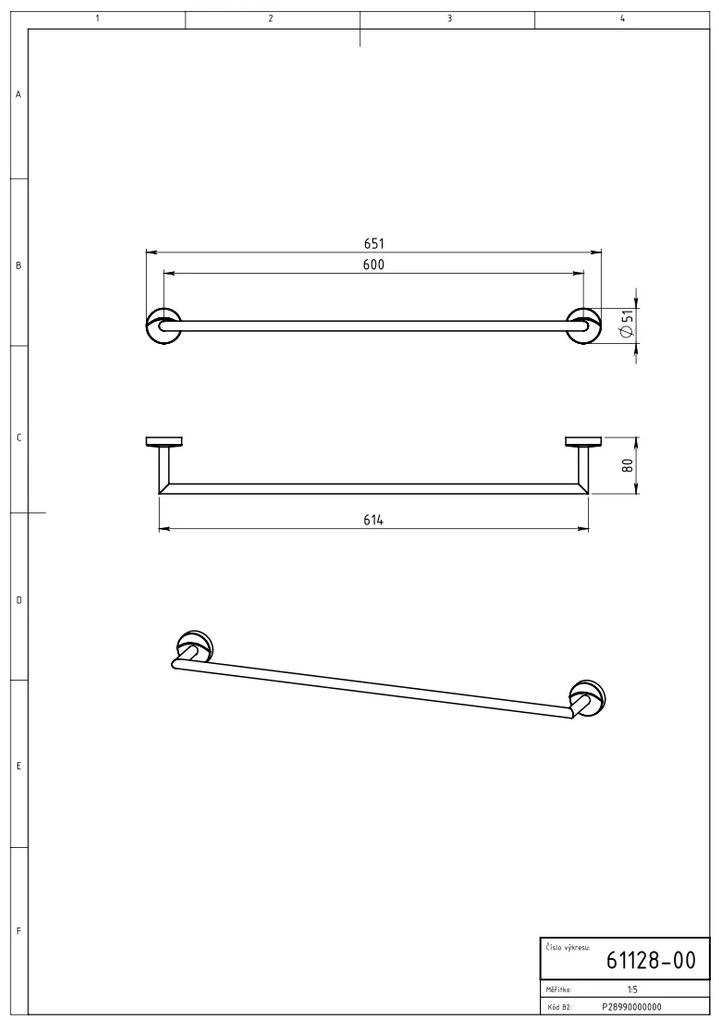 Novaservis - Držiak uterákov 650 mm Metalia 11 chróm, 0128,0