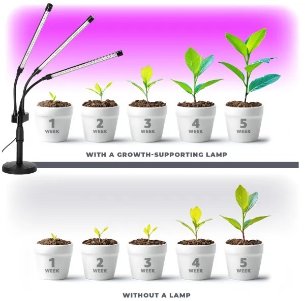 LED Stmievateľná stolná lampa na pestovanie rastlín VITARO 3xLED/10W/230V čierna