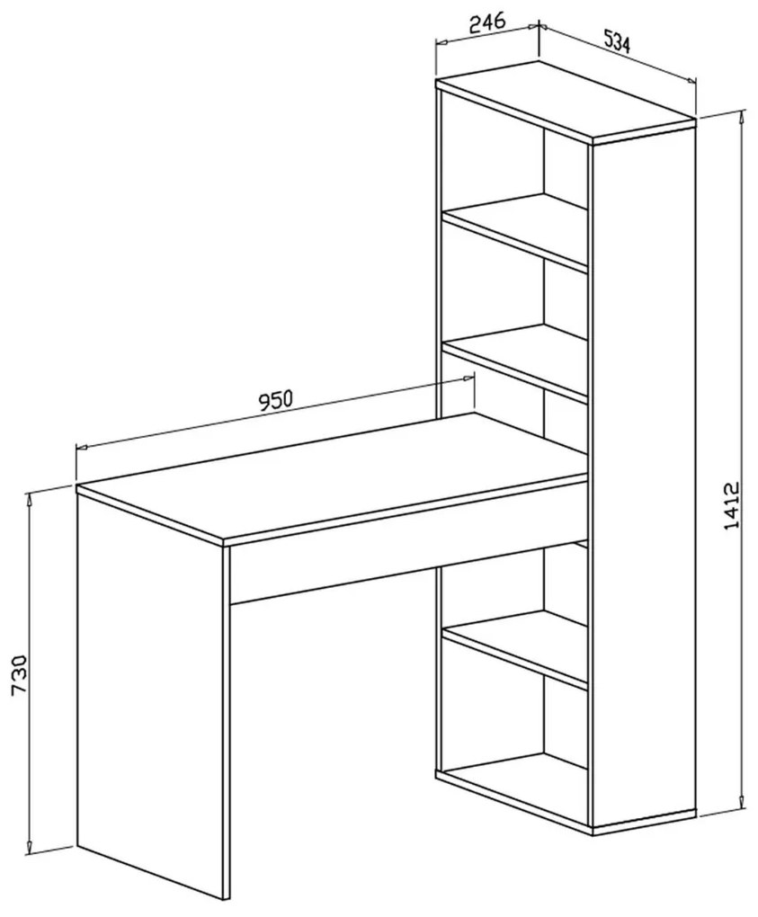 PISACÍ STÔL JAKUB + REGÁL BIELY