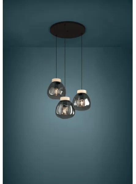 Eglo 390319 - Luster na lanku MAGACELA 3xE27/40W/230V dymová