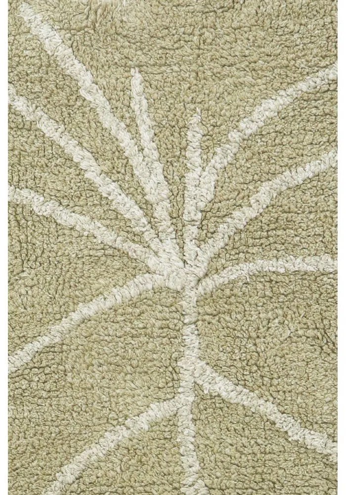 Kaki prateľný ručne tkaný bavlnený detský koberec 75x100 cm Mini Monstera Olive – Lorena Canals