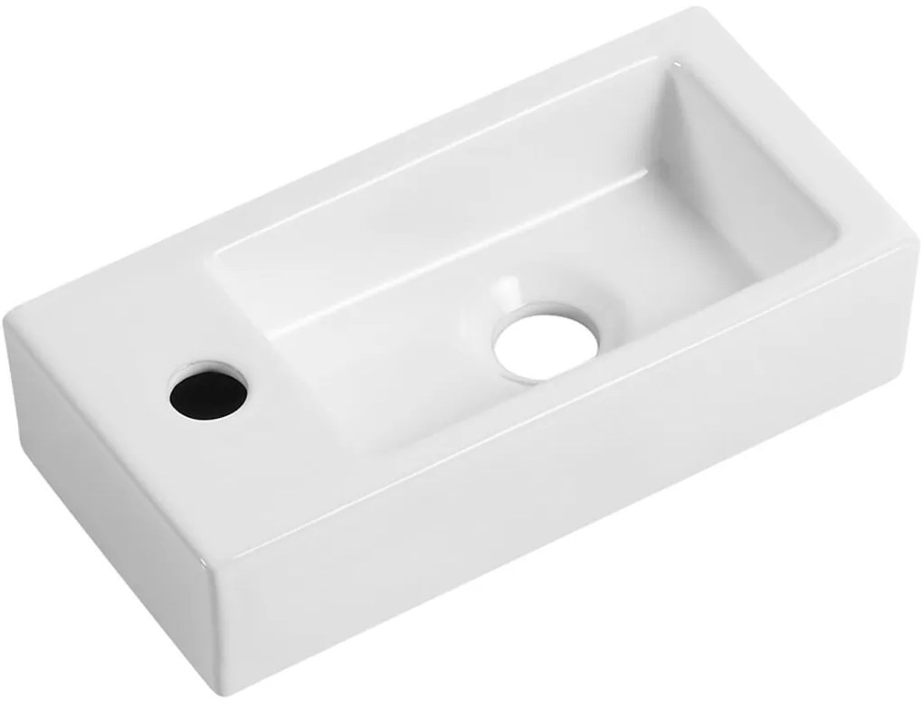 Cerano Roberto, keramické umývadlo 365x180x90 mm, závesné ľavé, biela lesklá, CER-CER-417206L