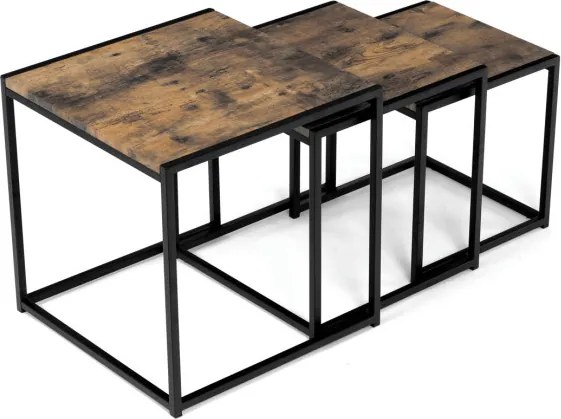 Sada 3 konferenčných stolíkov old wood AF-3003 OLW