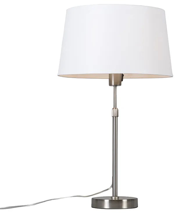 Stolná lampa z ocele s bielym tienidlom 35 cm nastaviteľná - Parte