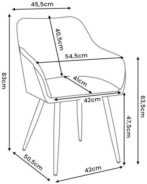 Sada dvoch jedálenských stoličiek ESTELLE zamatové, čierne / zlaté nohy (2 ks)