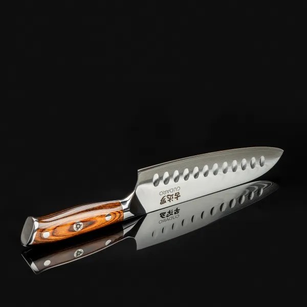 Gudaro - Damaškový Santoku kuchynský nôž FENG 7,5", 67 vrstiev ocele, dĺžka 18 cm